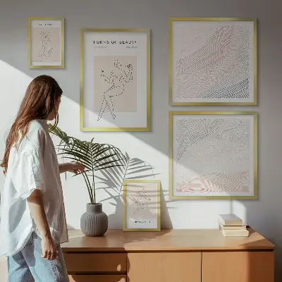 Pared galería de arte formas de belleza y líneas de silueta