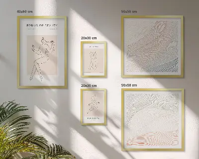 Pared galería de arte formas de belleza y líneas de silueta