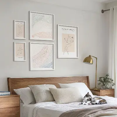 Pared galería de arte formas de belleza y líneas de silueta