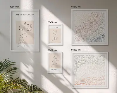Pared galería de arte formas de belleza y líneas de silueta
