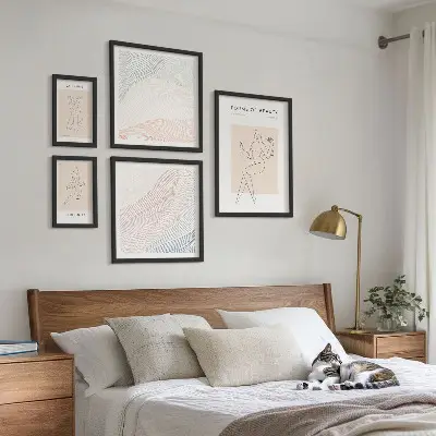 Pared galería de arte formas de belleza y líneas de silueta