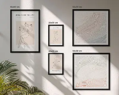 Pared galería de arte formas de belleza y líneas de silueta