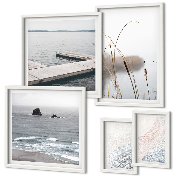 Conjunto de cuadros decorativos Paisajes marinos minimalistas