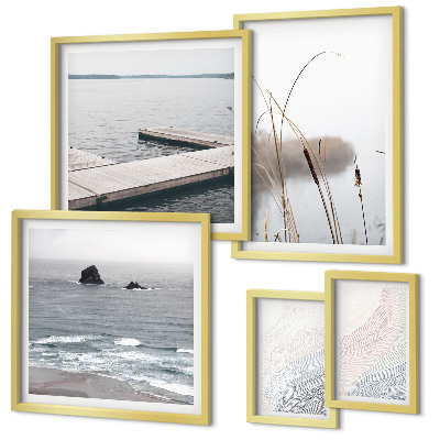 Conjunto de cuadros decorativos Paisajes marinos minimalistas