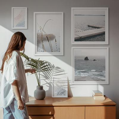 Conjunto de cuadros decorativos Paisajes marinos minimalistas