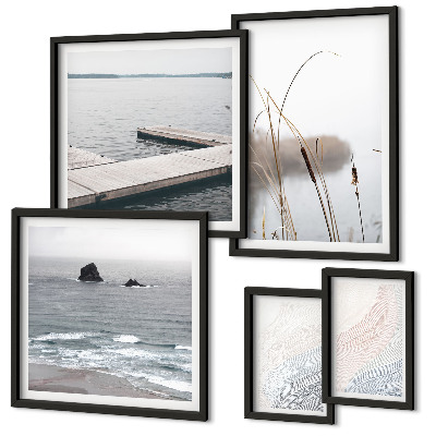 Conjunto de cuadros decorativos Paisajes marinos minimalistas