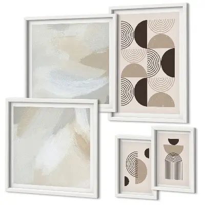 Set de 5 cuadros decorativos para salón con diseño de geometría de formas abstractas