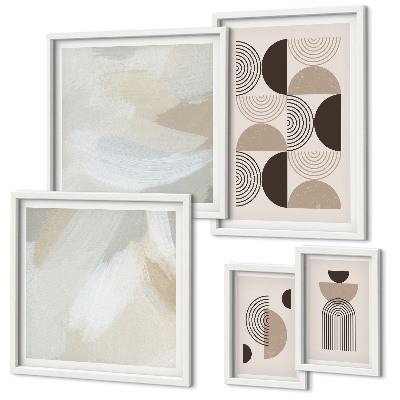 Set de 5 cuadros para salón Geometría de formas abstractas