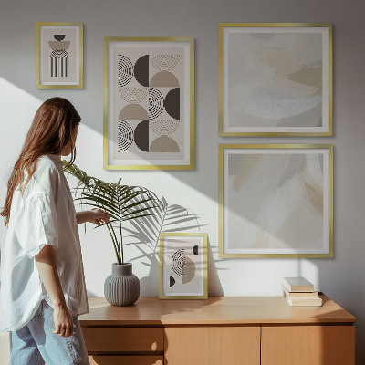 Set de 5 cuadros para salón Geometría de formas abstractas