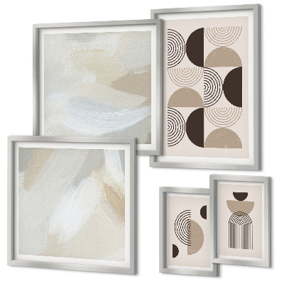 Set de 5 cuadros para salón Geometría de formas abstractas