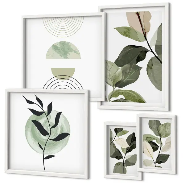 Galería de arte para pared con motivos vegetales escandinavos