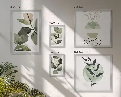 Galería de arte para pared con motivos vegetales escandinavos