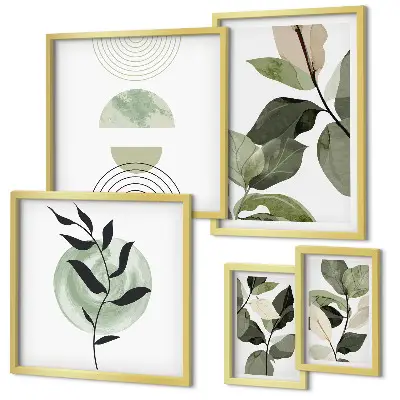 Galería de arte para pared con motivos vegetales escandinavos