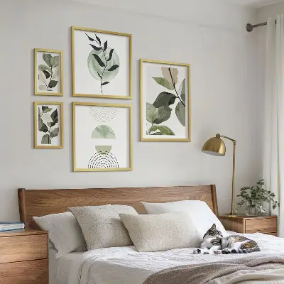 Galería de arte para pared con motivos vegetales escandinavos