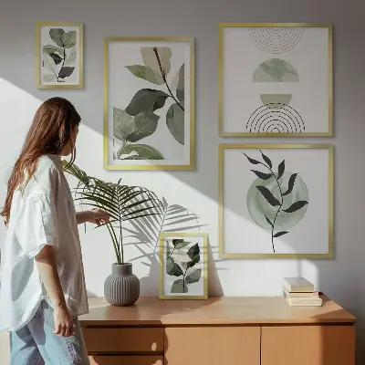 Galería de arte para pared con motivos vegetales escandinavos