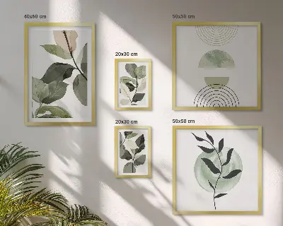 Galería de arte para pared con motivos vegetales escandinavos