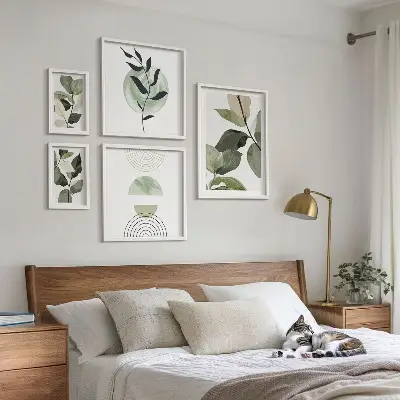Galería de arte para pared con motivos vegetales escandinavos