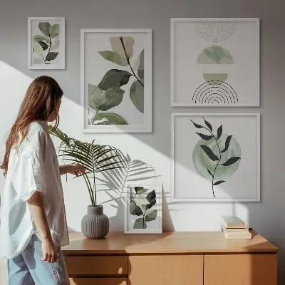Galería de arte para pared con motivos vegetales escandinavos