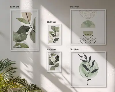Galería de arte para pared con motivos vegetales escandinavos