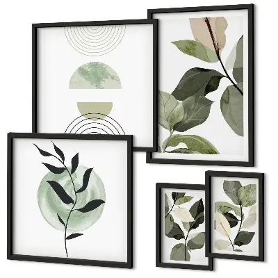 Galería de arte para pared con motivos vegetales escandinavos