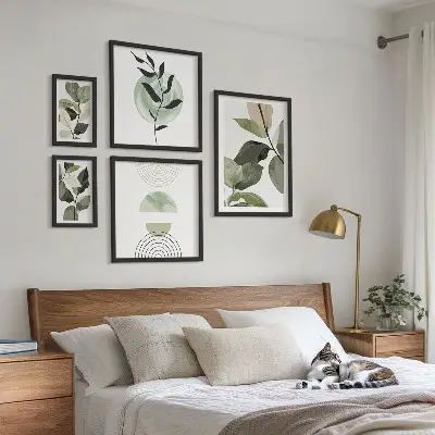 Galería de arte para pared con motivos vegetales escandinavos