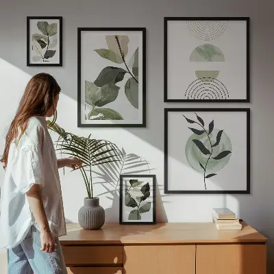 Galería de arte para pared con motivos vegetales escandinavos