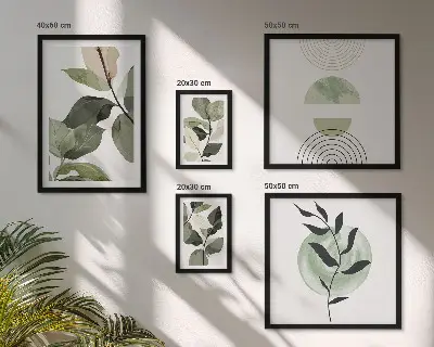 Galería de arte para pared con motivos vegetales escandinavos
