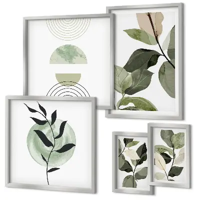 Galería de arte para pared con motivos vegetales escandinavos