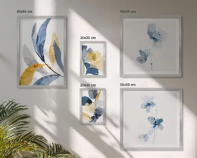 Conjunto de cuadros decorativos con motivos vegetales en tonos pastel
