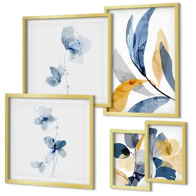 Conjunto de cuadros decorativos con motivos vegetales en tonos pastel