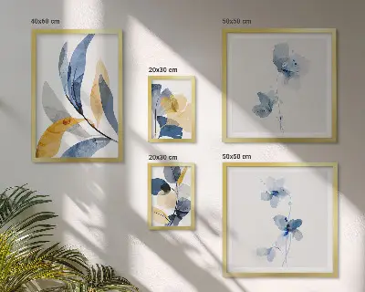 Conjunto de cuadros decorativos con motivos vegetales en tonos pastel