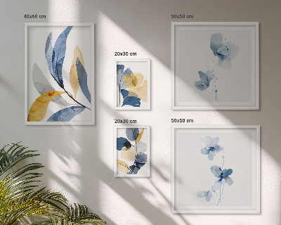 Conjunto de cuadros decorativos Motivos vegetales en interiores en tonos pastel.