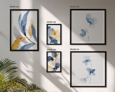 Conjunto de cuadros decorativos Motivos vegetales en interiores en tonos pastel.
