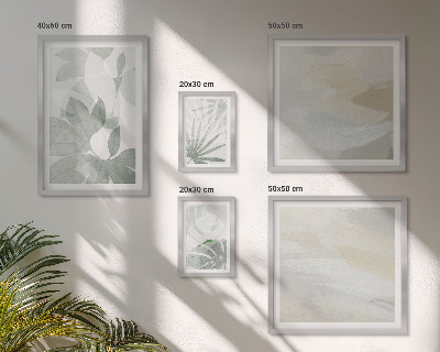 Set de 5 cuadros para salón Motivos vegetales grises y blancos