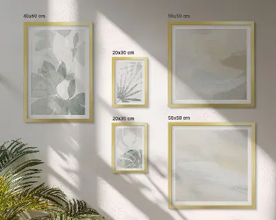 Set de 5 cuadros para salón con motivos vegetales en tonos grises y blancos