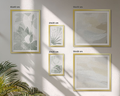Set de 5 cuadros para salón Motivos vegetales grises y blancos
