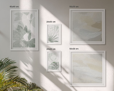 Set de 5 cuadros para salón Motivos vegetales grises y blancos