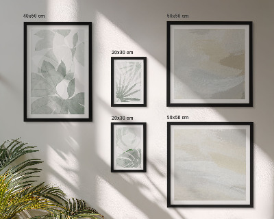 Set de 5 cuadros para salón Motivos vegetales grises y blancos
