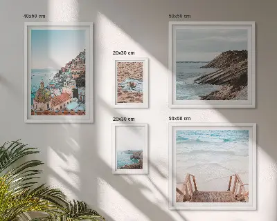 Conjunto de cuadros decorativos con paisajes de pueblos italianos y playas relajantes