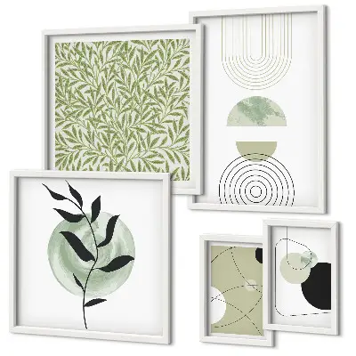 Conjunto de cuadros decorativos con diseño de plantas geométricas abstractas