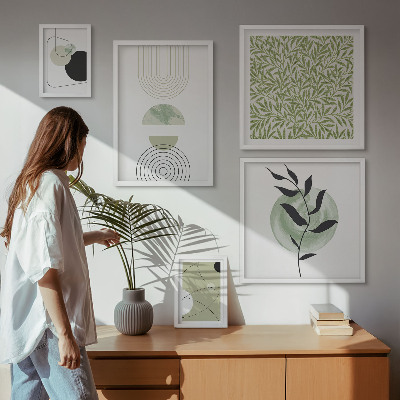 Conjunto de cuadros decorativos plantas geométricas abstractas