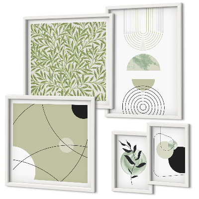 Set de 5 cuadros para salón Formas abstractas de plantas
