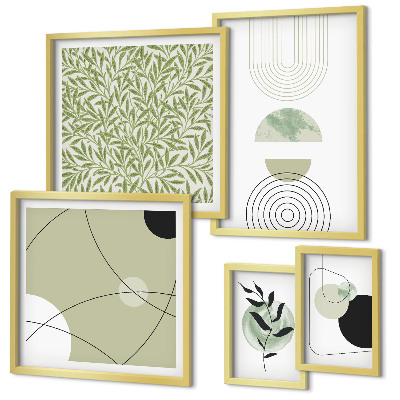 Set de 5 cuadros para salón Formas abstractas de plantas