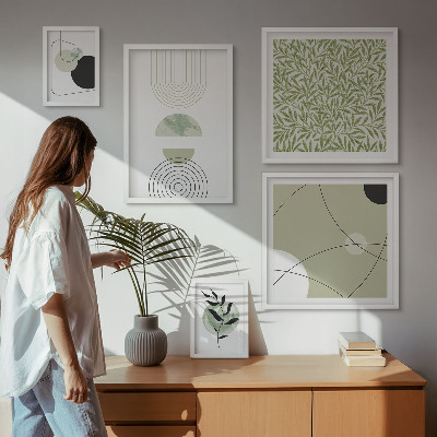 Set de 5 cuadros para salón Formas abstractas de plantas