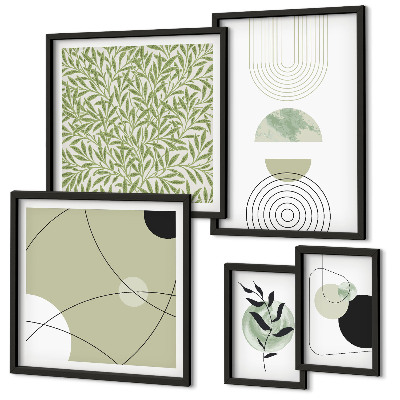 Set de 5 cuadros para salón Formas abstractas de plantas