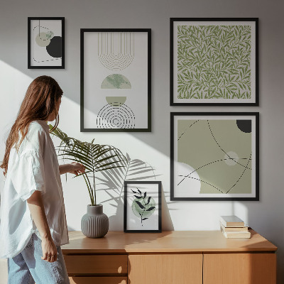 Set de 5 cuadros para salón Formas abstractas de plantas