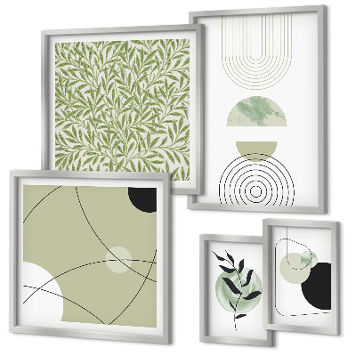 Set de 5 cuadros para salón Formas abstractas de plantas