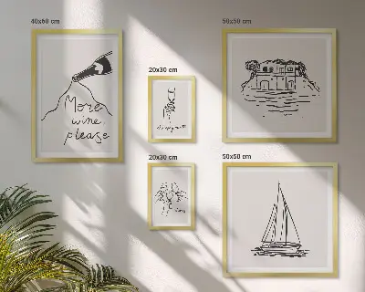 Conjunto de cuadros decorativos con gráficos elegantes de vino para relajarse
