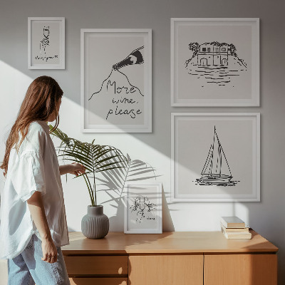 Conjunto de cuadros decorativos Elegantes gráficos de vino para relajarse