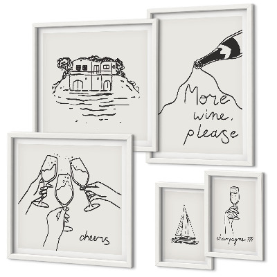 Pared galería de arte Ilustraciones elegantes para brindar con vino